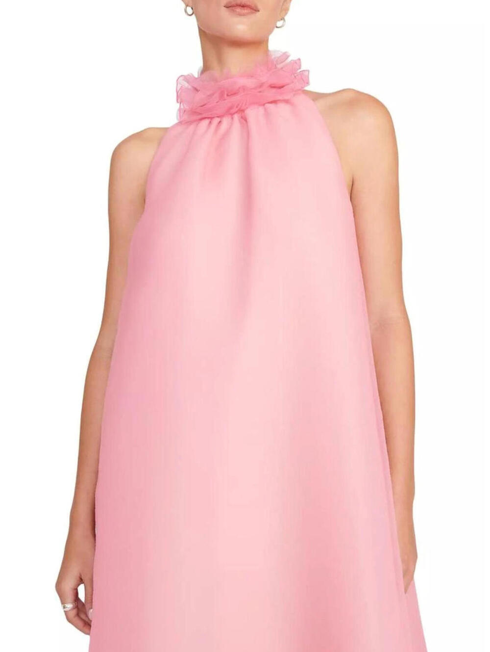 NWT Staud Organza Oleander Pink Ruffle Runway Maxi Dress Gown Sz Small - Picture 6 of 13